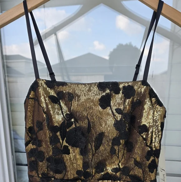 $268 Eliza J Women's Floral-Appliqué Sequinned Dress Sz 2 NWT Cocktail Glam - Picture 7 of 16